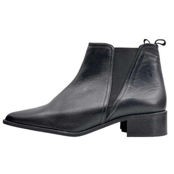 Fabianelli Leather Ankle Black Boots 10 Women's Point Toe Pull On Italy Classic - Picture 5 of 9